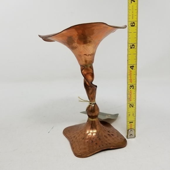Brutalist Hammered Copper Candlestick 6 Inch New With Tags - Picture 9 of 11